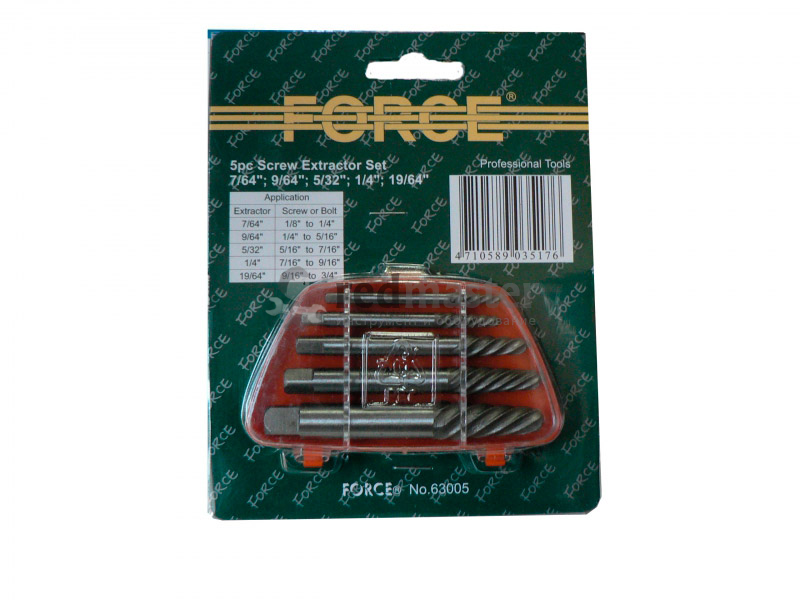 Набор экстракторов шпильковертов 5пр. (M3-M18) Force 63005