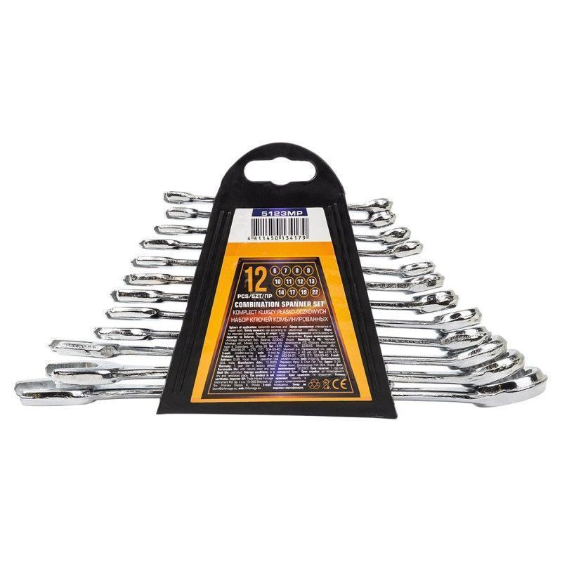 Ключи комбинированные. набор 12пр (6-14, 17, 19, 22мм) MEGATOOLS MT-5123MP