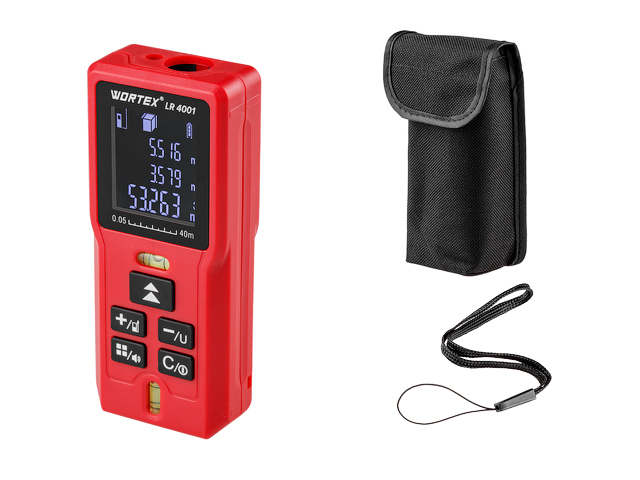 Дальномер лазерный, 0.03 - 40 м, +/- 2 мм/м, WORTEX LR4001002723
