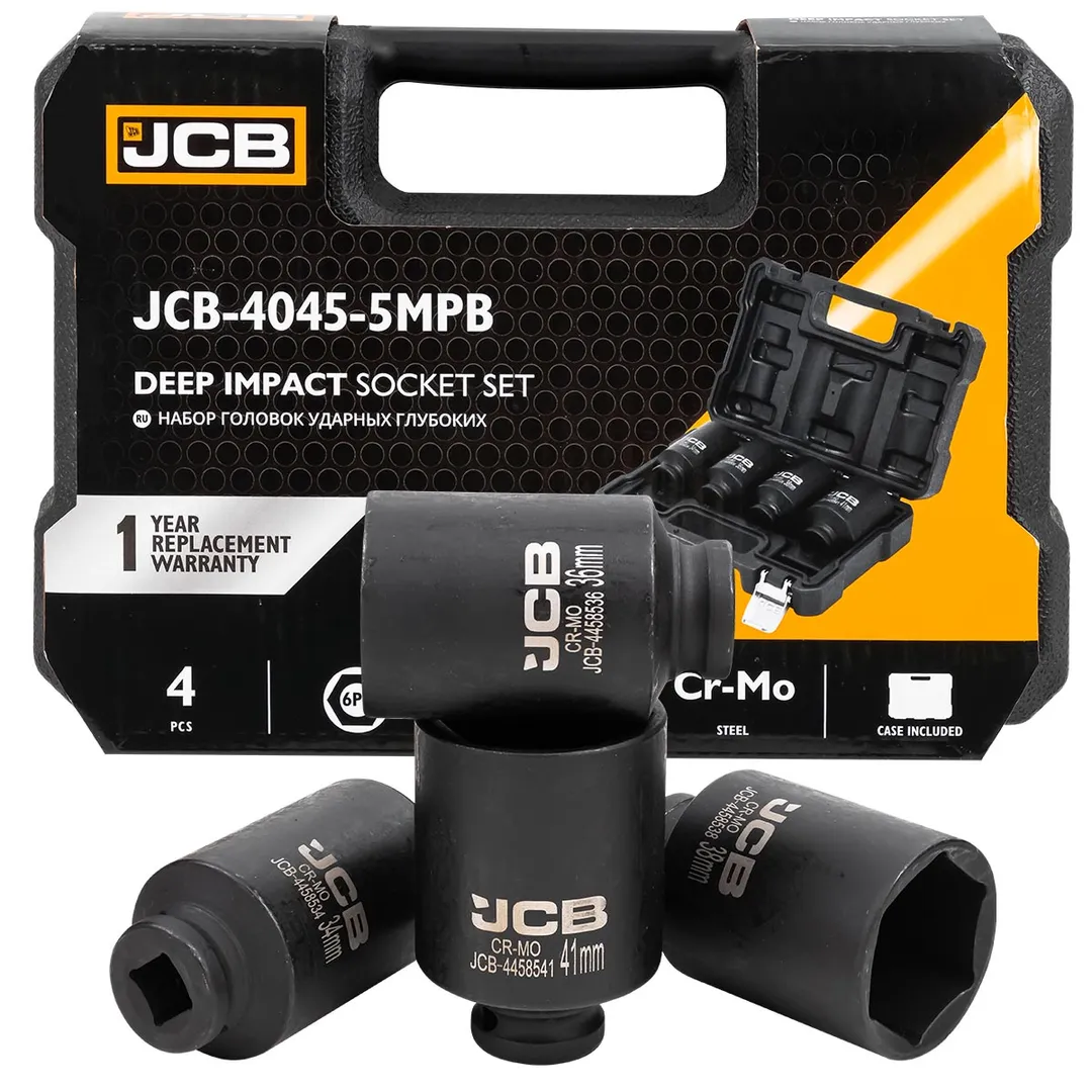 Набор головок ударных глубоких 4пр. 1/2" 6pt  JCB JCB-4045-5MPB