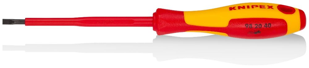 Отвертка SL4.0x0.8 шлицевая VDE 1000V, длина стержня 100 мм, L-202 мм, 2-комп. рукоятка   ...KNIPEX 982040