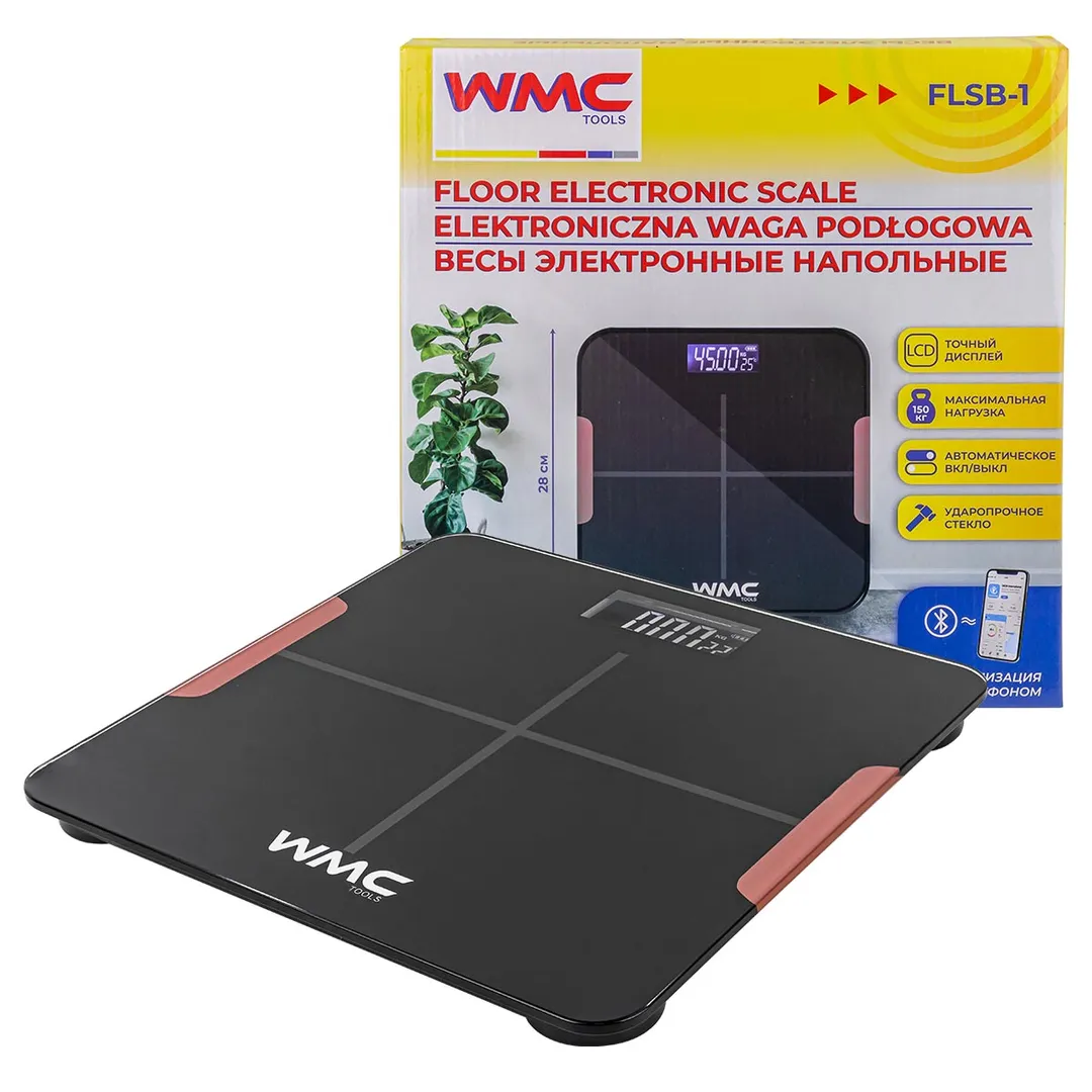 Весы электронные напольные бытовые (макс.нагрузка 150кг)  ...WMC TOOLS WMC-FLSB-1