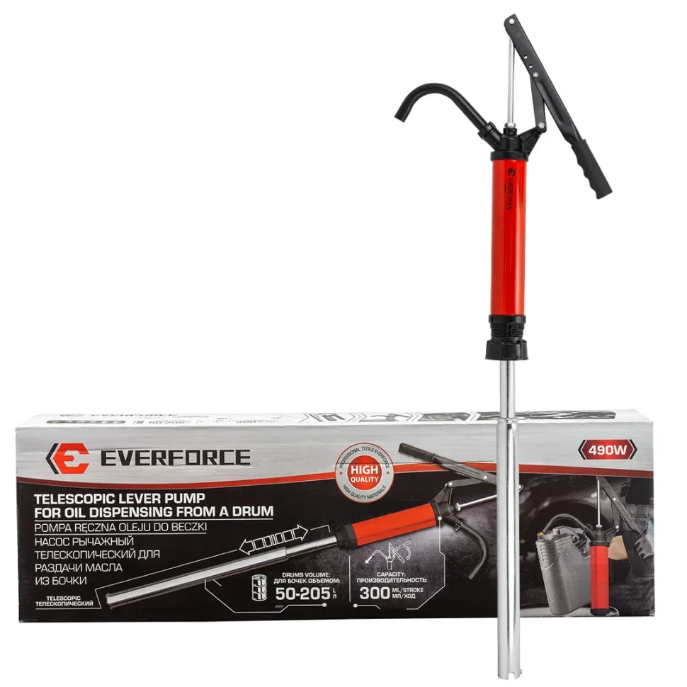 Насос рычажный телескопический для раздачи масла из бочки EVERFORCE EF-490W