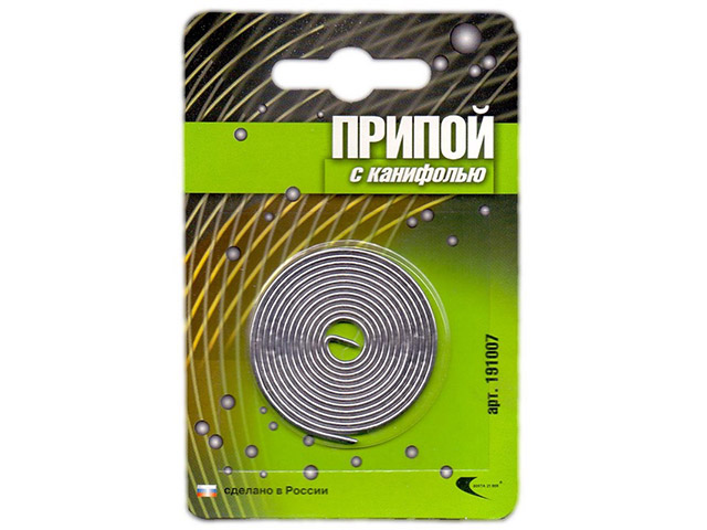 Припой ПОС 61 трубка, спираль ф1.5mm, с канифолью в блистере Векта 191007