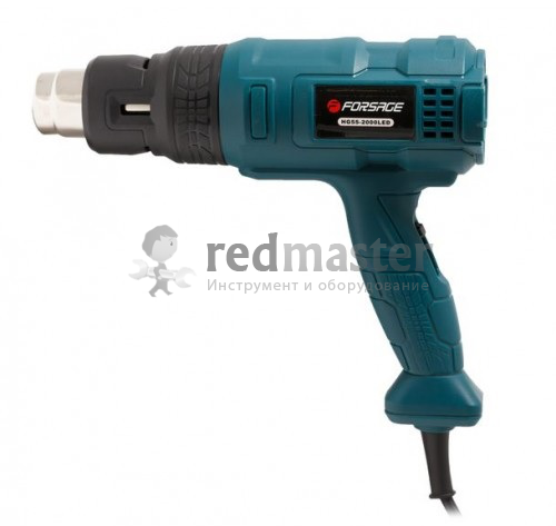 Фен промышленный электрический с насадками 2000Вт, 50-600°С,  ...Forsage HG55-2000LED