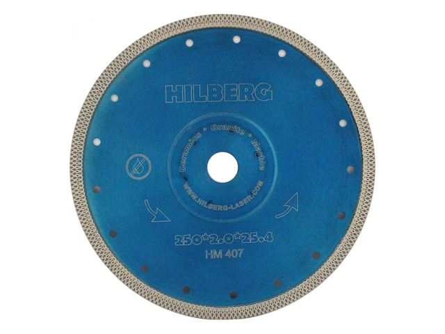 Алмазный круг 250х25.4/22.23 мм. по керамике сплошн.ультратонкий Turbo  ...HILBERG HM407