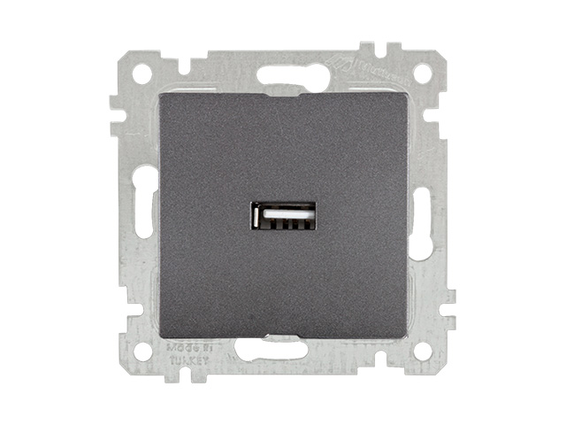 Розетка одноместная USB скрытая, без рамки, дымчатая, RITA (USB charge, 5V-2.1A)  ...MUTLUSAN 2200 448 0195