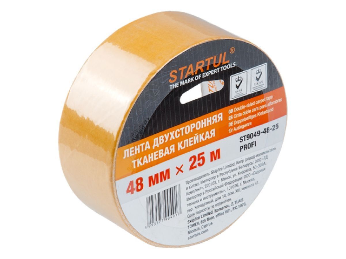 Лента двухсторонняя тканевая клейкая 48mmх25м PROFI STARTUL ST9049-48-25