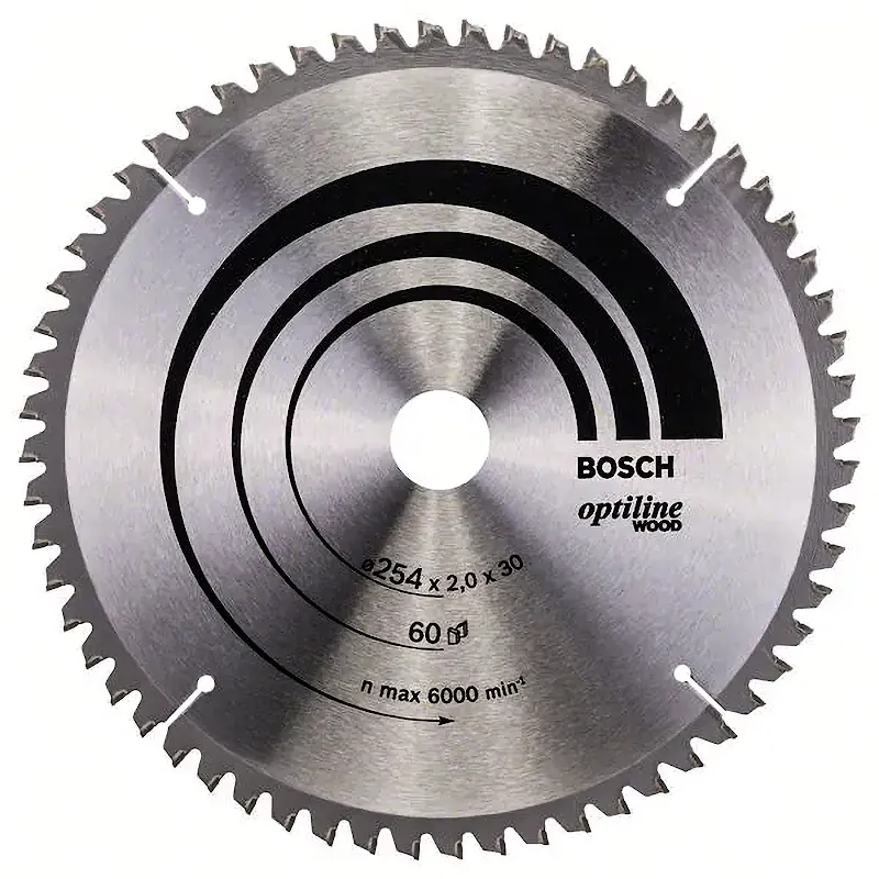 Пильный диск 254х2,0х30 мм Z60 Optiline Wood BOSCH 2.608.640.436