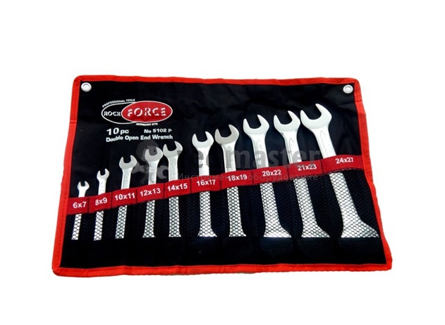 Набор ключей рожковых 10 пр. (6х7-24х27 мм.)  Rock FORCE RF-5102P