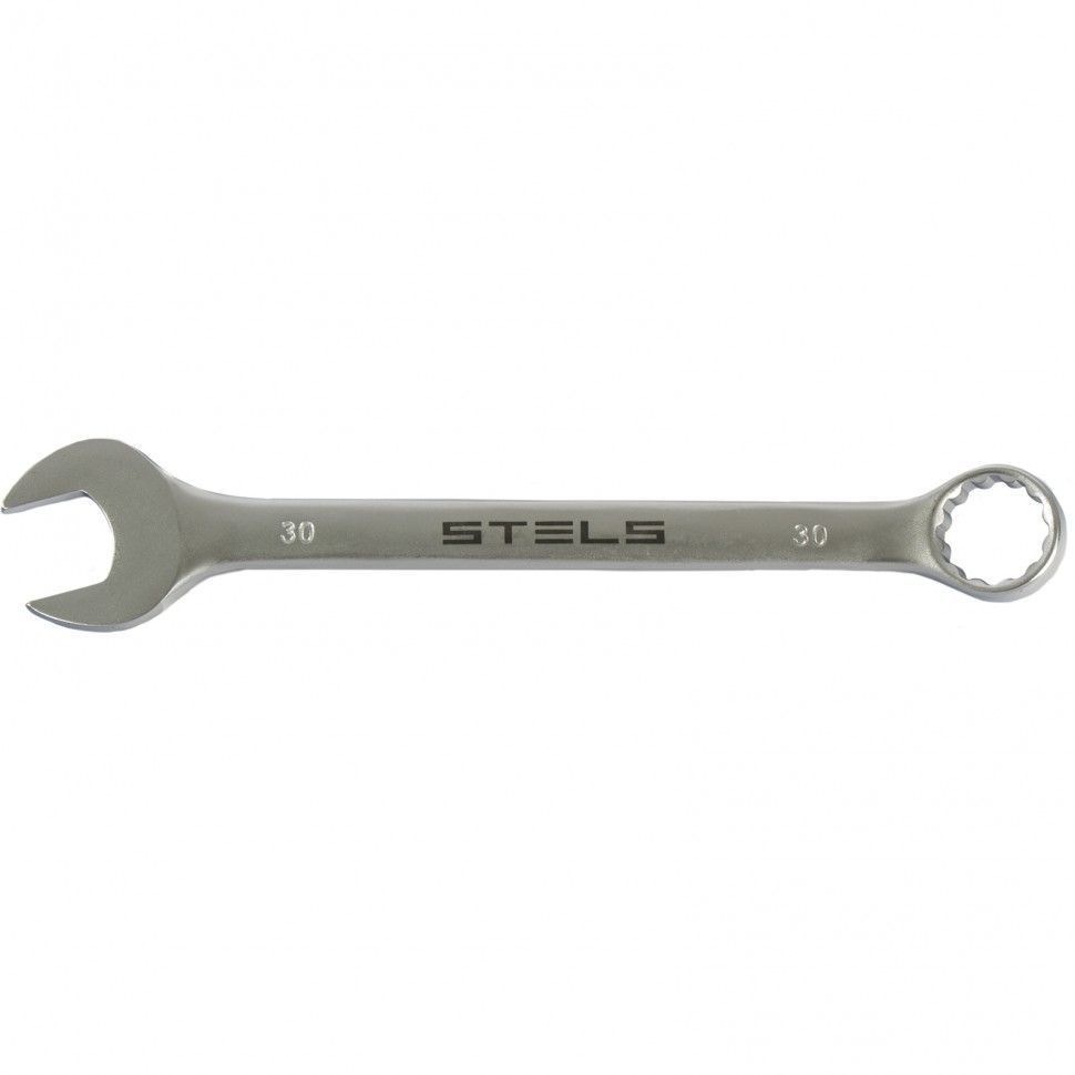 Ключ комбинированный, 30 mm, CrV, матовый хром  Stels 15232