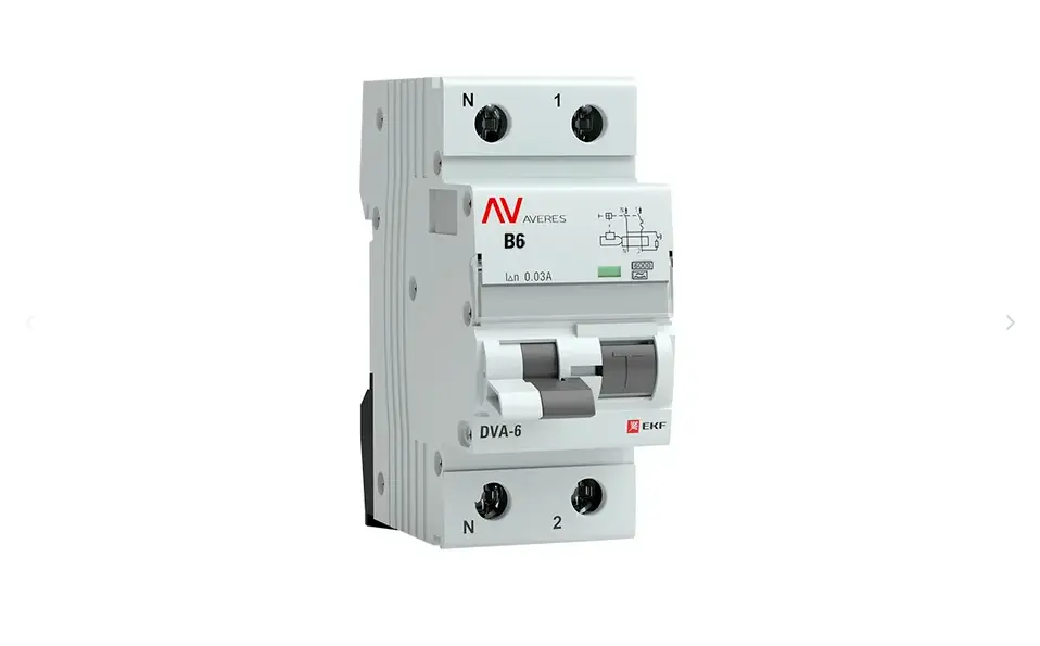 DVA-6 1P+N 6А (C) 30мА (A) 6кА AVERES  EKF rcbo6-1pn-6C-30-a-av