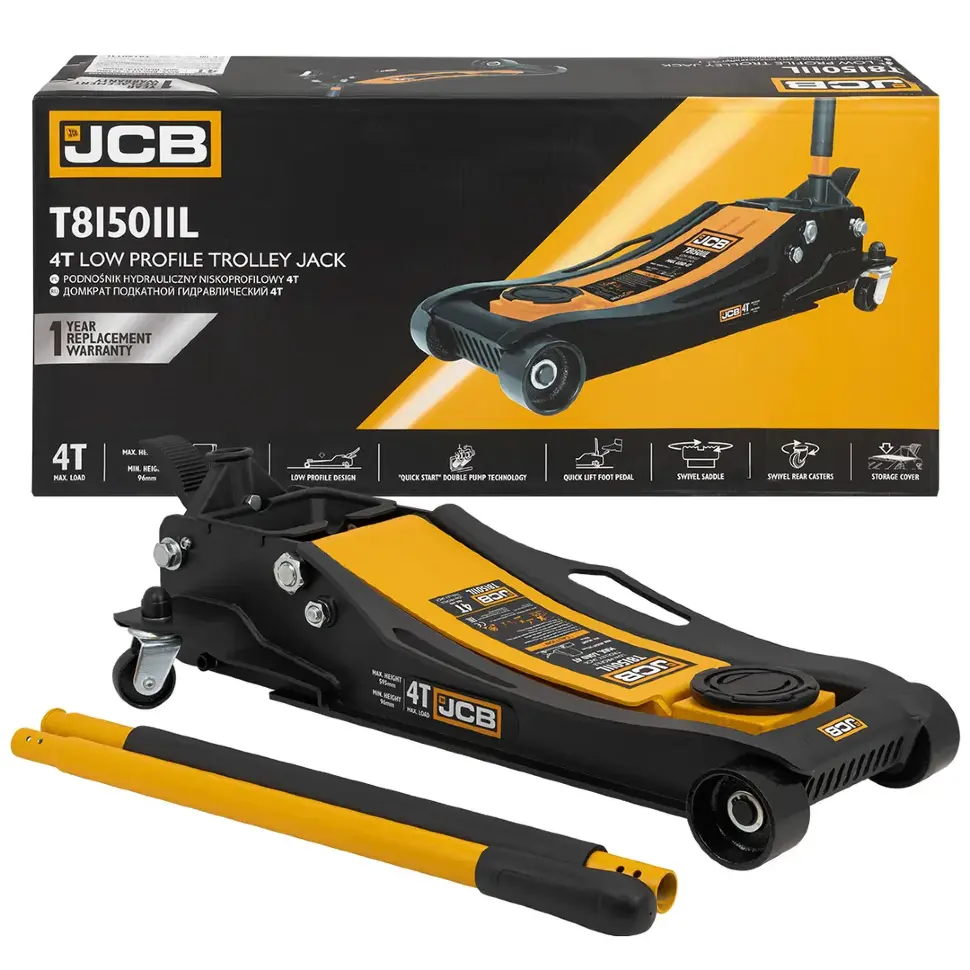 Домкрат подкатной гидравлический 4т (h min 96мм, h max 595мм),вес 49,50 JCB JCB-T815011L