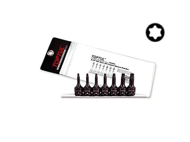 Набор бит шестигранных ударных на подвесе под головку, 3/8", 7пр. Toptul GDAG0703
