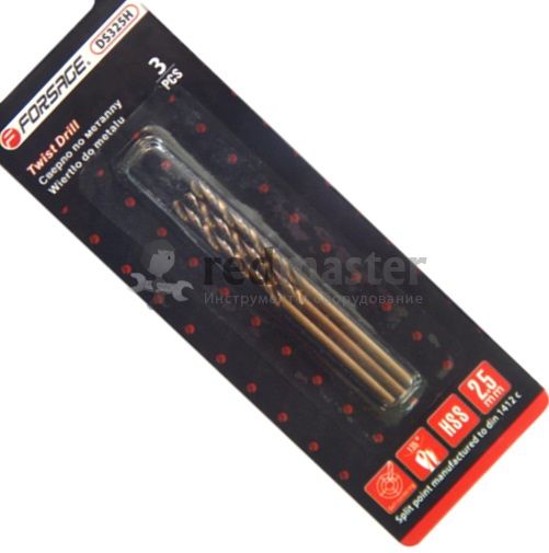 Сверло по металлу 2.5х30х57мм HSS+Co (3шт)  Forsage F-DS325H