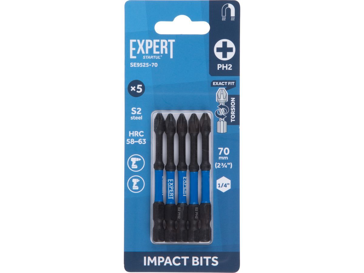 Насадка ударная PH2 70мм 5шт EXPERT (SE9525-70) (торсионная бита Impact) STARTUL SE9525-70