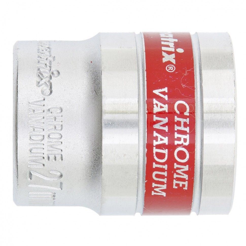 Головка торцевая, 27 mm, 6-гранная, CrV, под квадрат 1/2", хромированная Matrix 13127
