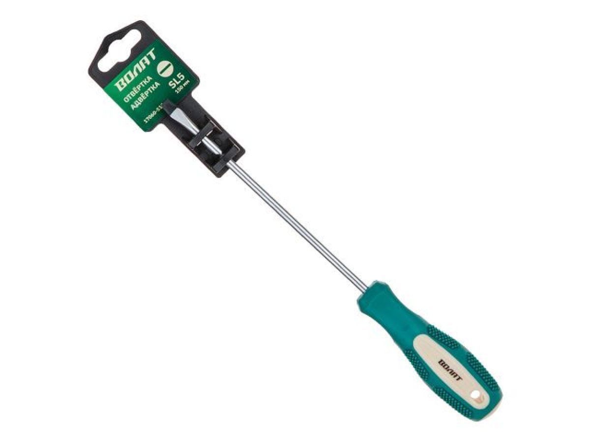 Отвертка шлицевая SL с двухкомпонентной рукояткой Anti-Slip 5.0 х 150mm ВОЛАТ 17060-515