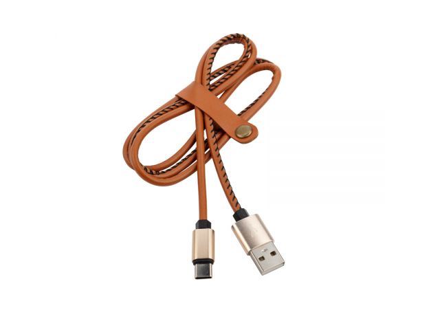 Кабель USB-Type-C 2 A, 1 м, коричневая кожаная оплетка  REXANT 18-1897