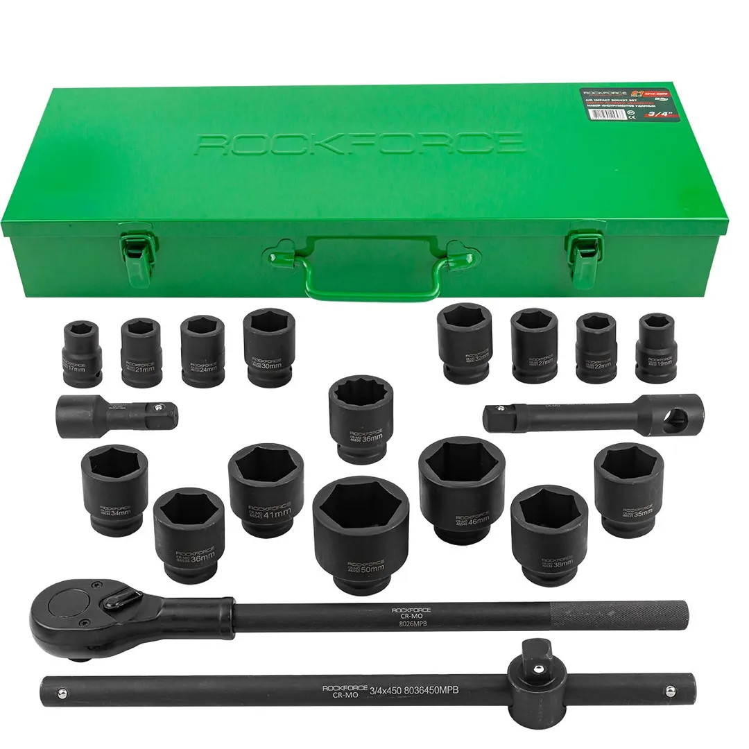Набор инструментов ударных 21пр., 3/4" 6гр. (17-50мм) RockFORCE RF-6212-5MPB