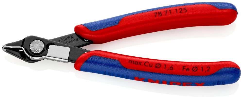 Бокорезы прецизионные Electronic Super Knips® кромка без фаски, L-125 мм, твёрдость кромок 64 HRC, ч...KNIPEX 7871125