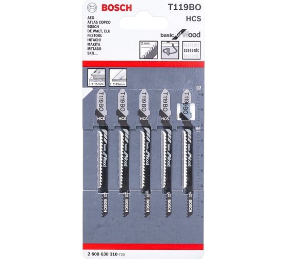 Пилка для лобзика T 119 ВO Basik for Wood (5 шт) BOSCH 2.608.630.310