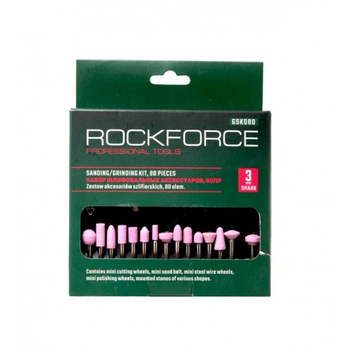 Набор аксессуаров для мини-дрелей, 80 пр., в пластиковом кейсе  ...Rock FORCE RF-GSK080