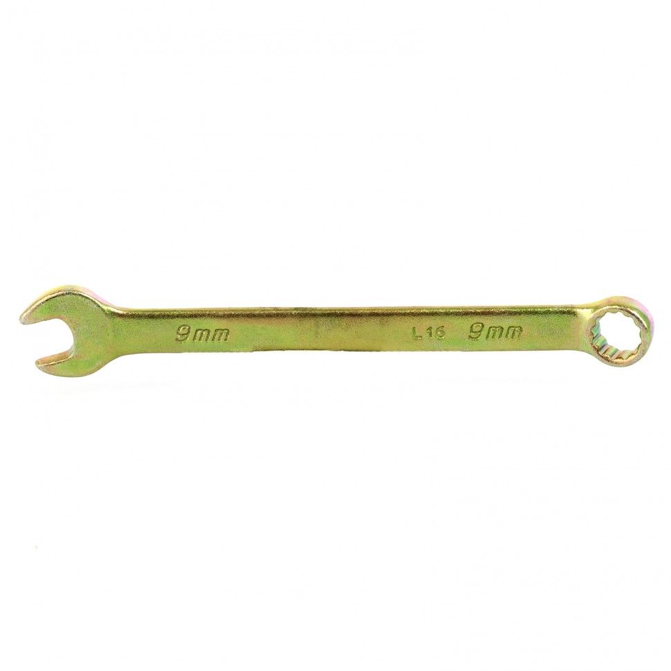 Ключ комбинированный, 9 mm, желтый цинк  Сибртех 14975