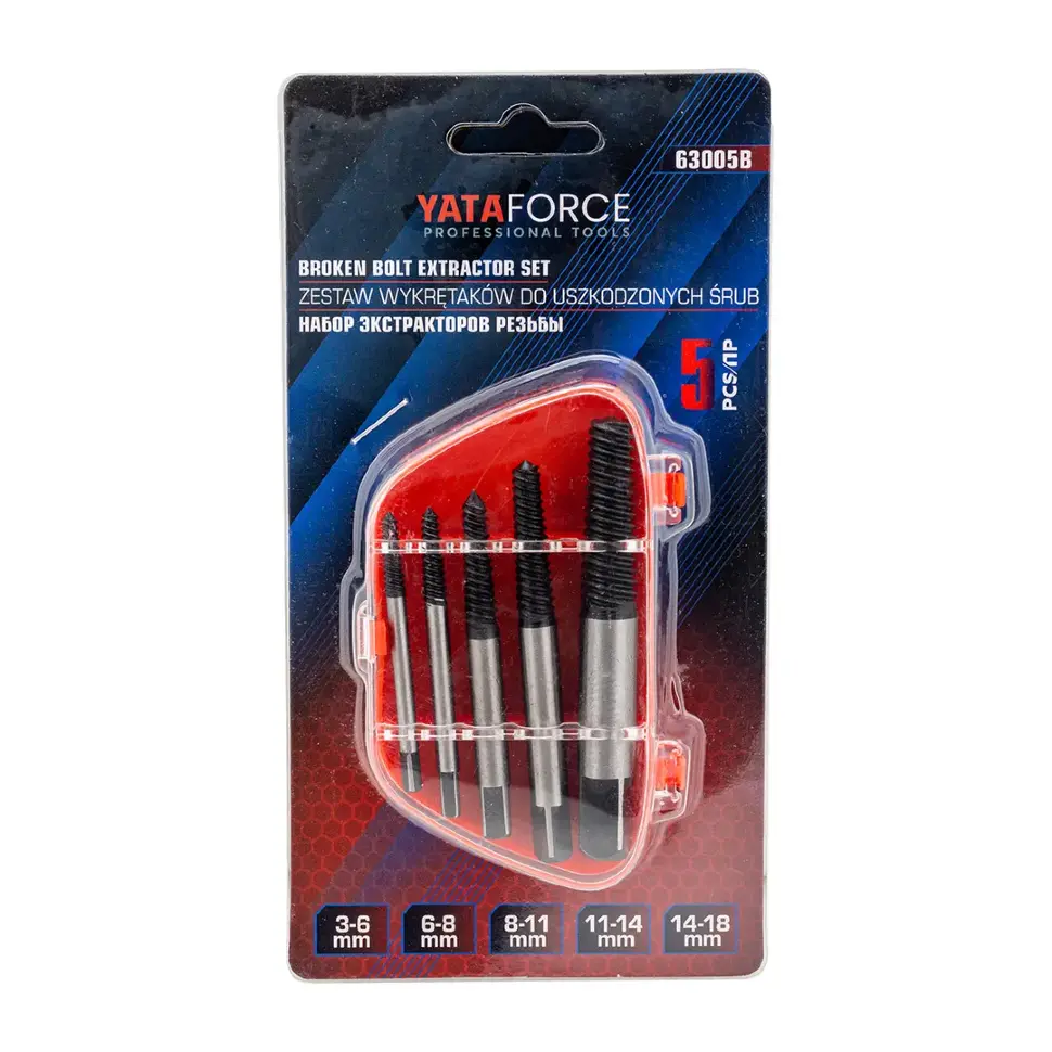 Экстракторы для извлечения поврежденных болтов/гаек, набор 5пр. YATAFORCE YF-63005B