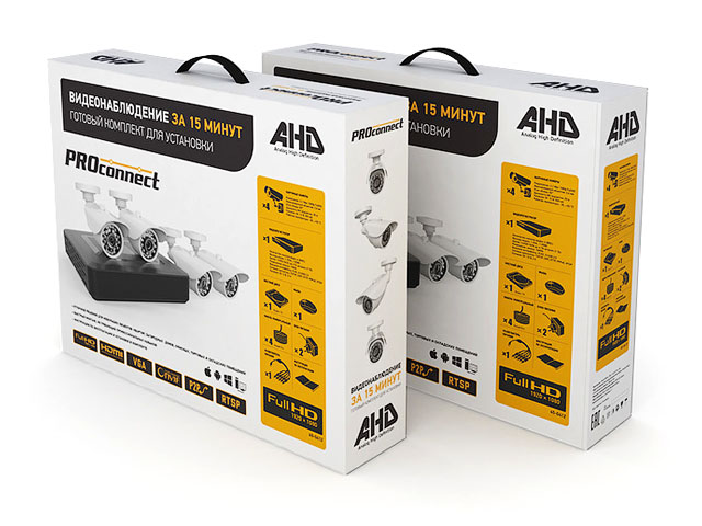 Комплект видеонаблюдения на 4 наружные FullHD камеры (с HDD-1Tб) PROconnect  ...PROCONNECT 45-0412