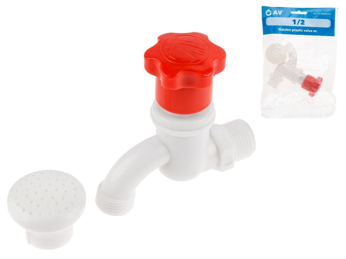 Кран пластиковый водоразборный 1/2" нар., (для 5 к.с.) AV Engineering AVZAP-P15