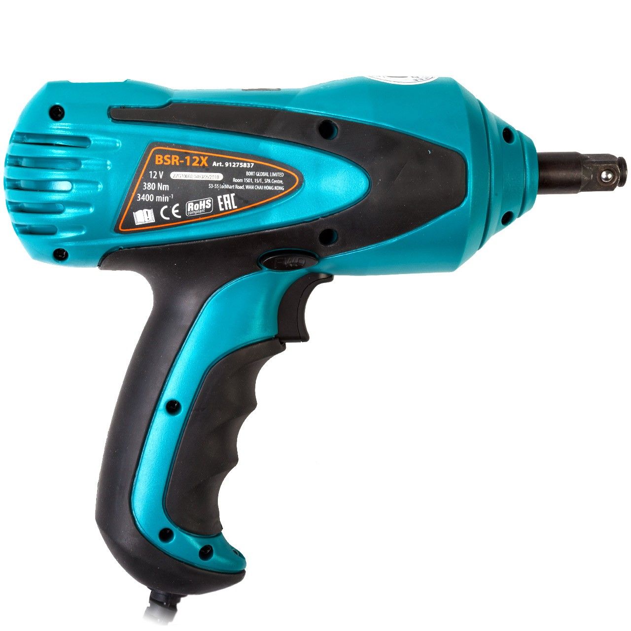 Гайковерт проводной автомобильный 12В, 380Нм, 3400об/мин, Bort BSR-12X