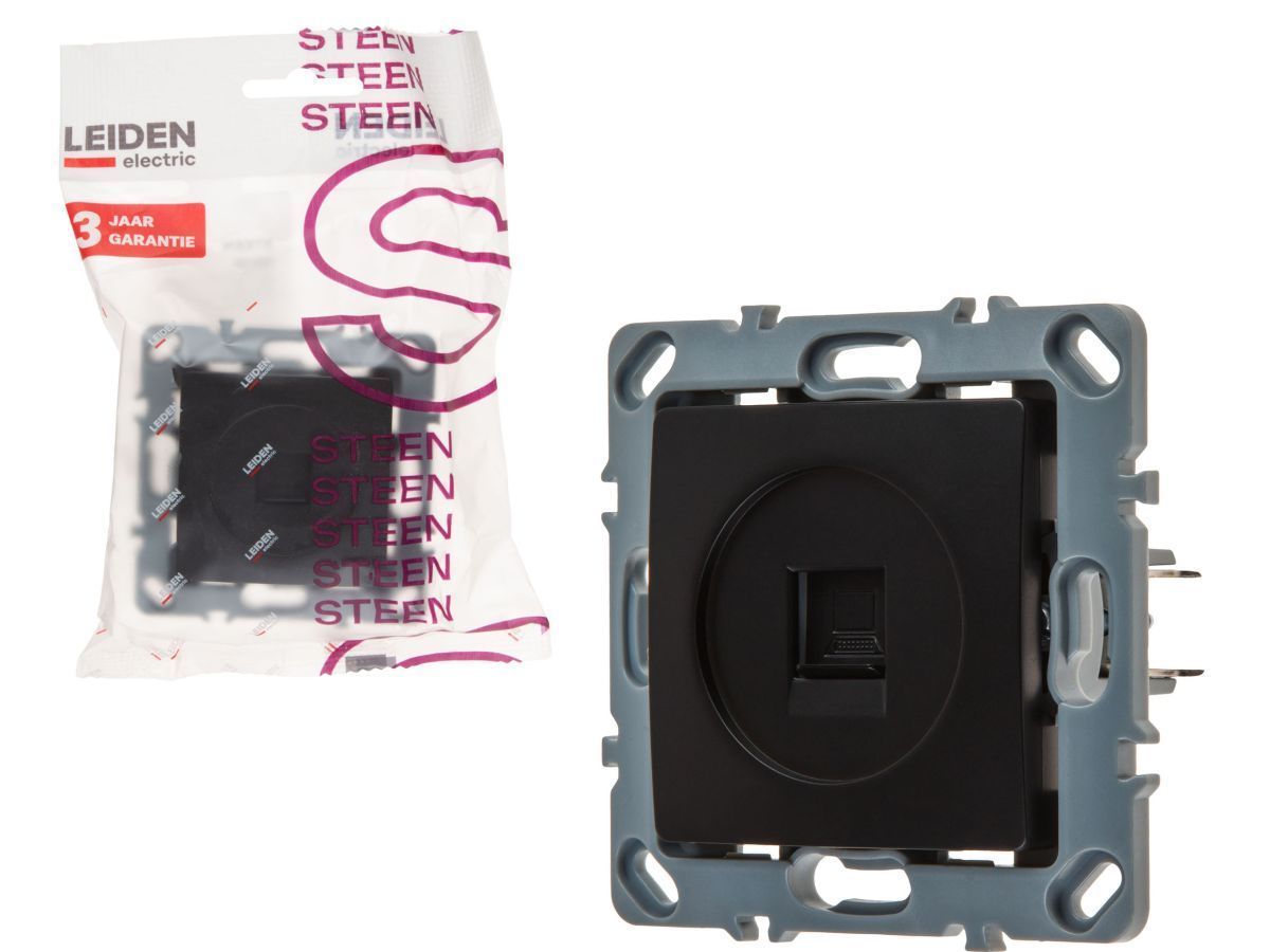 Розетка компьютерная 1xRJ45 (скрытая, механизм, Cat5e) черная, Steen LEIDEN ELECTRIC 806103