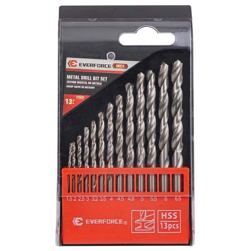Сверла по металлу, набор 13пр. (1.5-6.5мм) EVERFORCE EF-DBS13