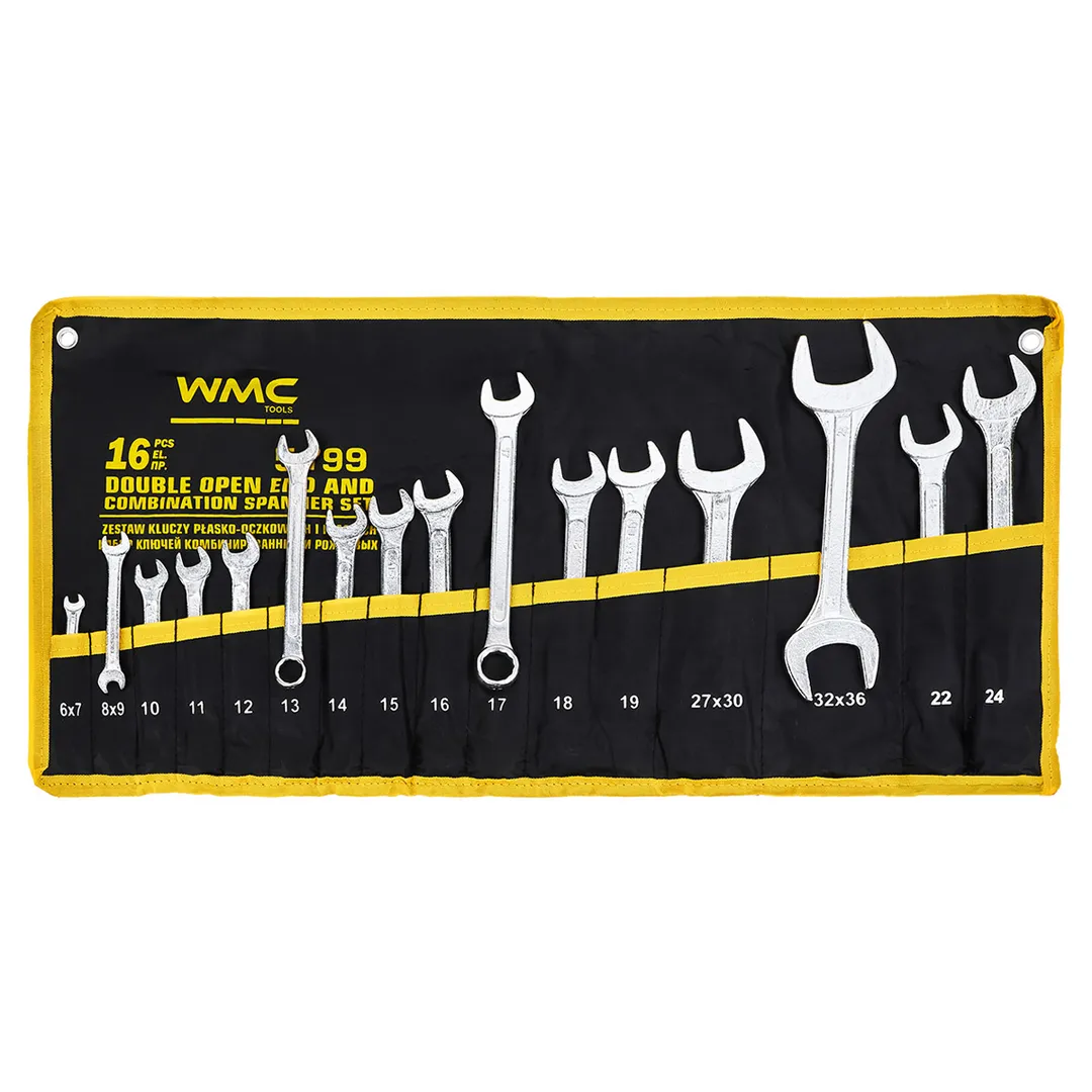 Набор ключей комбинированных и рожковых, 16 пр. (6х7 - 32х36 мм.) WMC TOOLS 5199