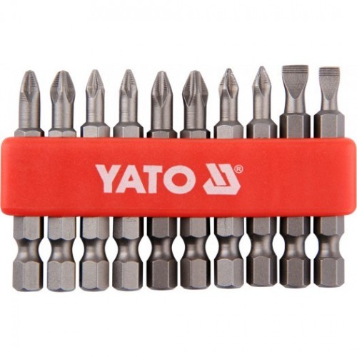 Биты в наборе 1/4"х50mm (10шт) S2 HRC58-62  YATO YT-0483