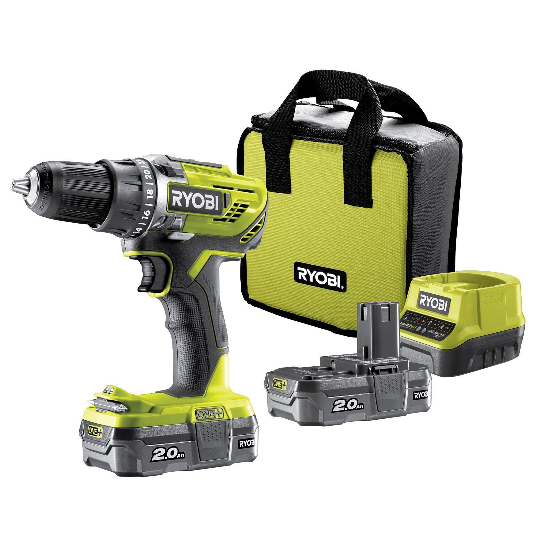 ONE + / Дрель-шуруповерт, 18В, 2 АКБ 2.0 А/ч, RYOBI R18DD3-220SRyobi 5133003348