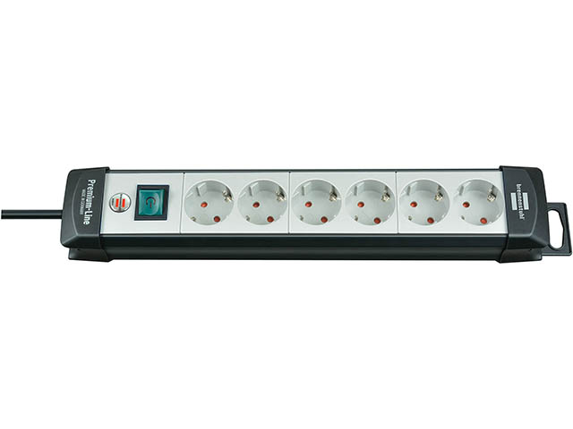 Удлинитель 5м, 6 розеток, 3.3кВт, 3х1.5mm2, с заземляющим контактом, Premium Line  ...BRENNENSTUHL 1951560101