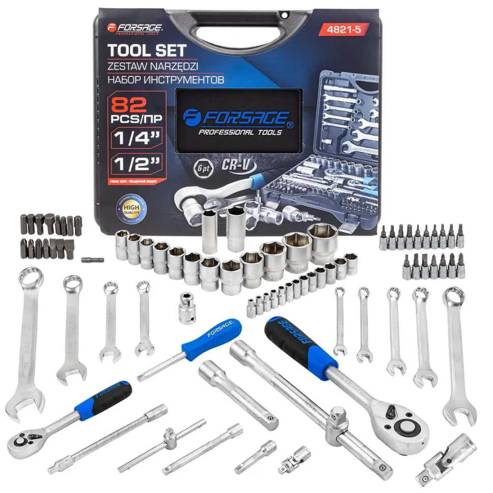 Набор инструмента 82пр. 1/4"&1/2" (4-32мм, 6-гран.) Forsage F-4821-5