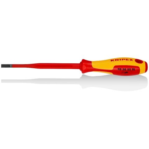 Отвертка SL5.5x1.0 шлицевая Slim VDE 1000V, длина стержня 125 мм, L-232 мм  KNIPEX 982055SL
