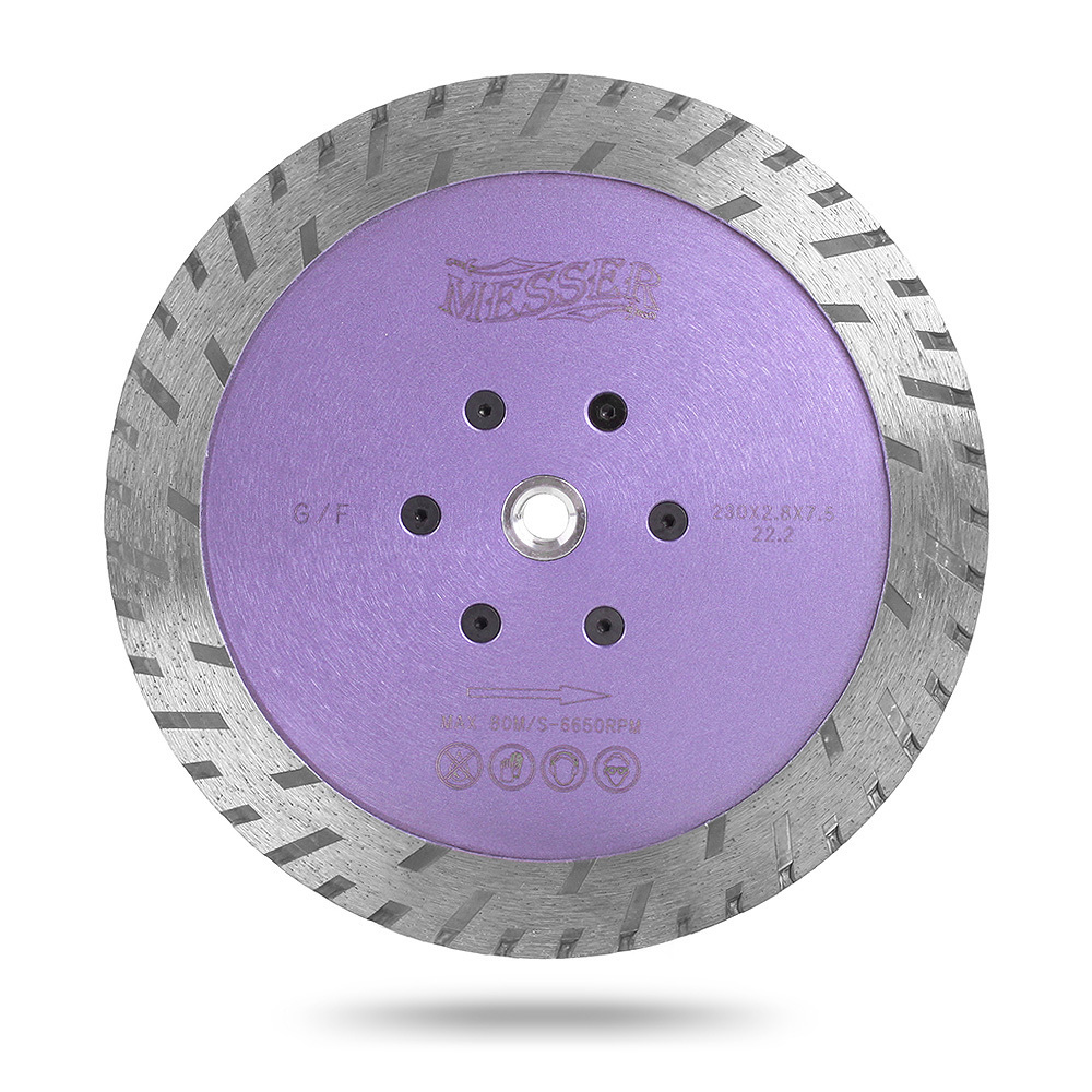 Алмазный диск для резки и шлифовки гранита G/F, сухой, 230D-2.8T-7.5W-22.23-6P MESSER 01-41-230