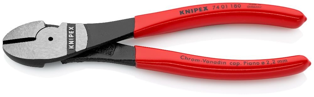 Бокорезы особой мощности, L-180 мм, чёрные, обливные рукоятки   ...KNIPEX 7401180
