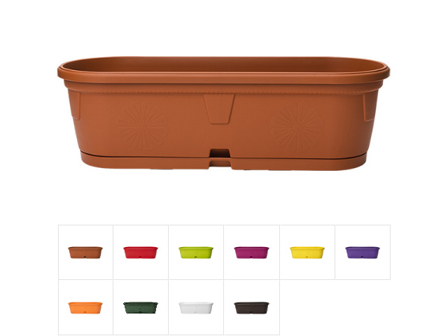 Ящик балконный для цветов Gerber 35x12.5 см с поддоном (цвета в ассортименте) DRINA 10240