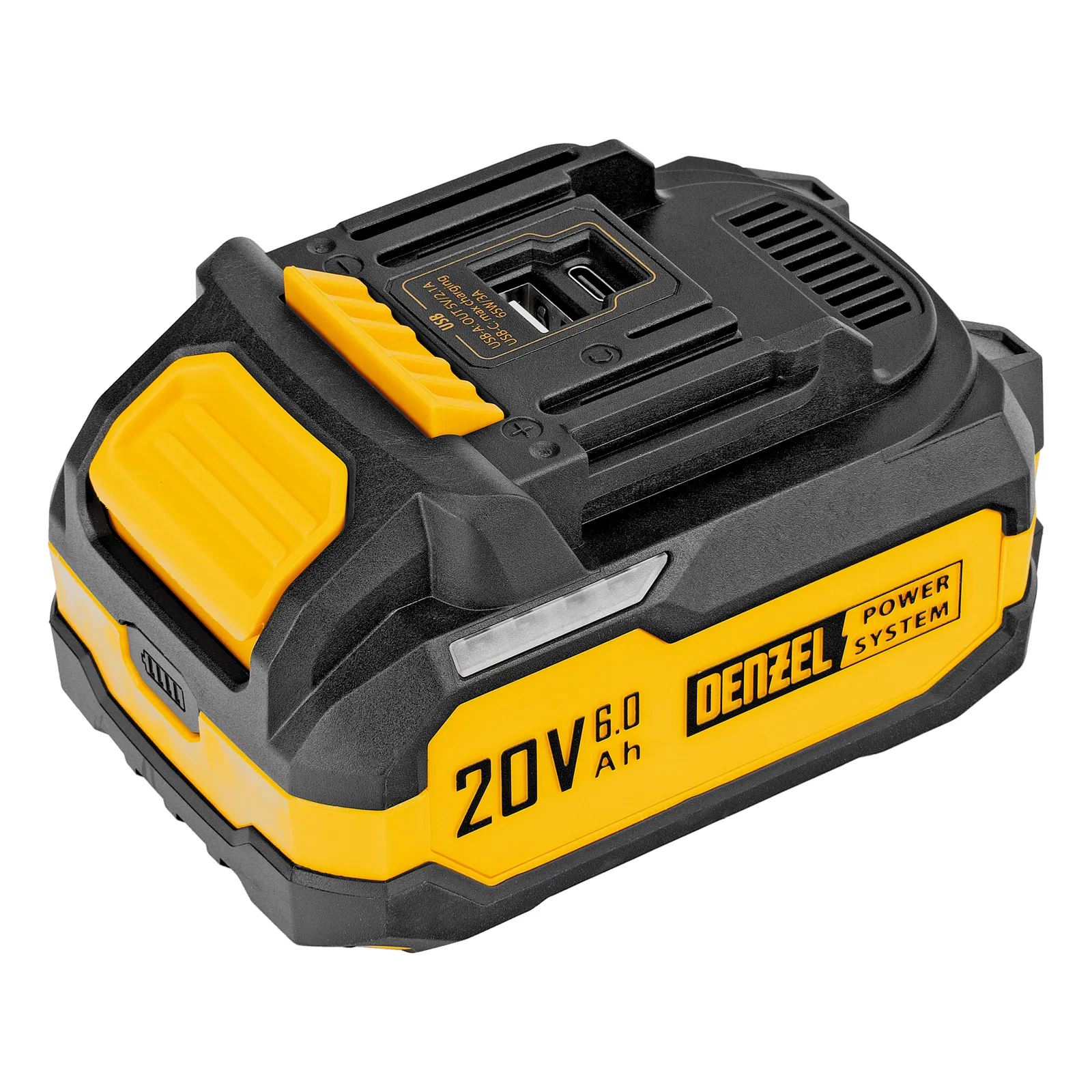 Батарея аккумуляторная BH-20-6.0, Li-Ion, USB, 20 В, 6,0 Ач DENZEL 28446