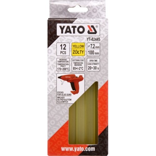 Стержни для термопистолета 7.2х100mm желтые (12шт)  YATO YT-82445