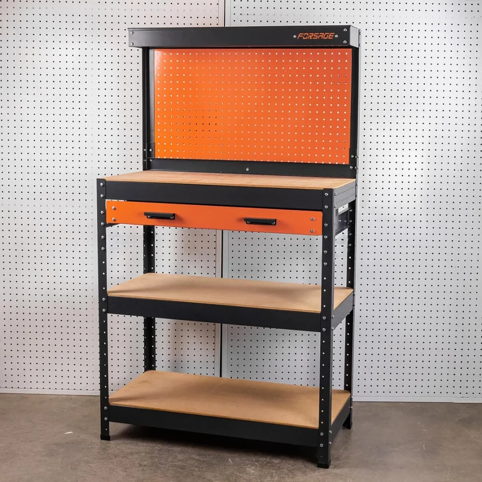 Верстак металлический 800х400х1400мм с одной выдвижной полкой ,пр-во Беларусь Forsage F-WT00303