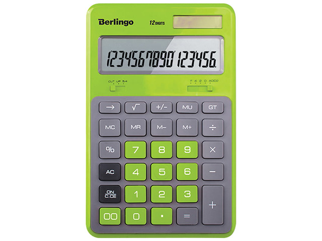 Калькулятор настольный Hyper 12 разр. двойное питание 171х108х12 зеленый  ...BERLINGO CIG_200