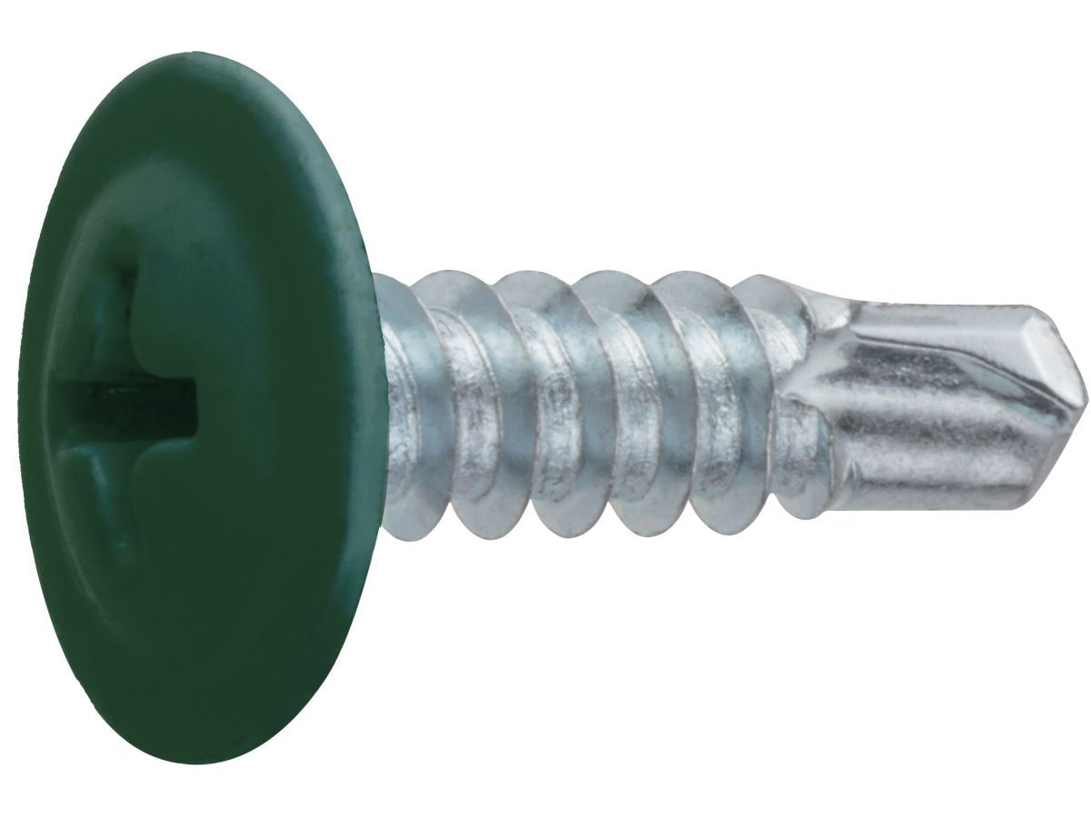 Саморез 4.2х16 мм с прессшайбой, цинк, со сверлом, RAL 6002 (14000 шт в коробе) (цвет лиственно-зеленый) STARFIX SM-40883-14000
