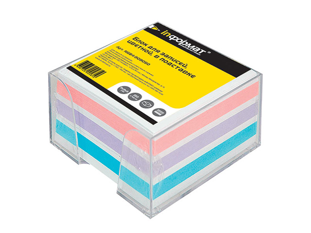 Подставка для блок-кубиков с цветным блоком 9х9х5 см,  INФОРМАТ NGB4-909050