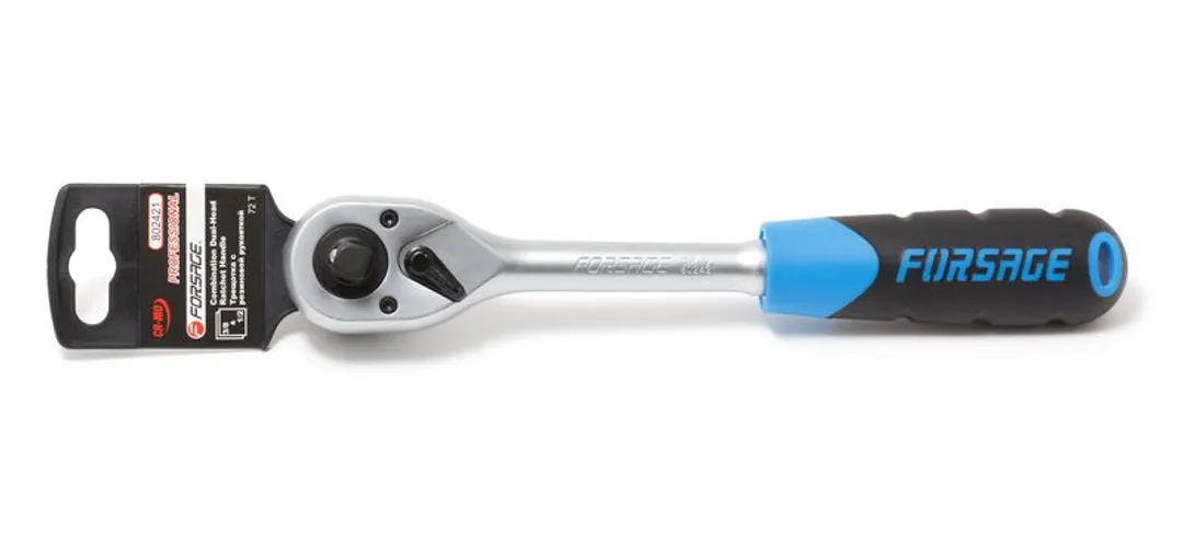 Трещотка реверсивная двухсторонняя с резиновой ручкой 1/2''-3/8''(L-250мм,72зуб.)  ...Forsage F-802421